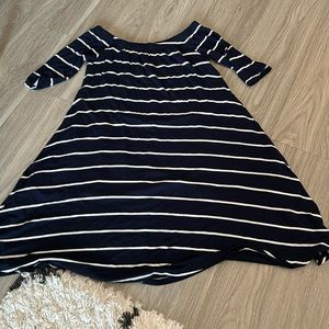 Altar'd State blue and white stripe off the shoulder dress